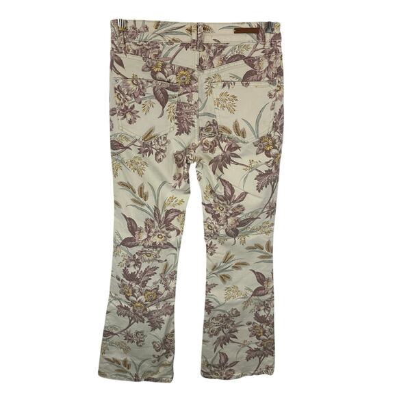 Anthropologie Floral Boot Cut Jeans - Cream and Brown - Picture 2 of 13